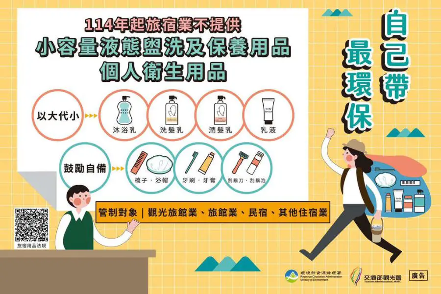 2025/01/01起 飯店民宿業者將不得提供一次性備品